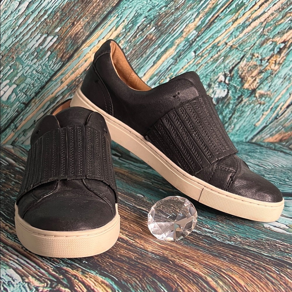 Frye Ivy Gore Slip-On Sneakers in black leather